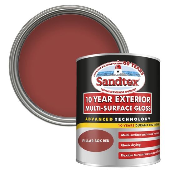 Sandtex 10 Year Exterior Multi Surface Gloss Pillar Box Red